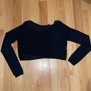 Bloomingdales Aqua Mesh Black Crop Top in Size S|P